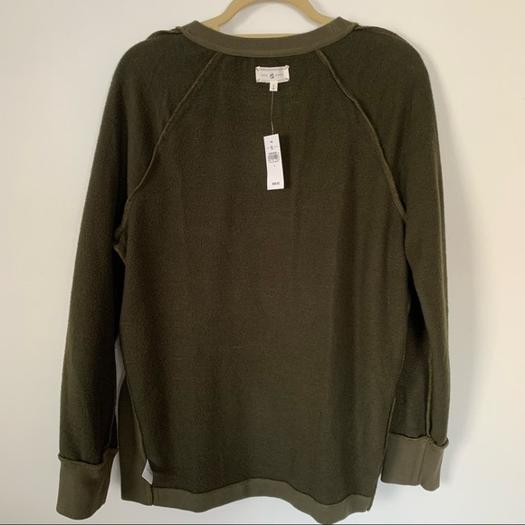 LOU & GREY Army Green Crewneck Side Slit Pullover Sweatshirt - Picture 4 of 10